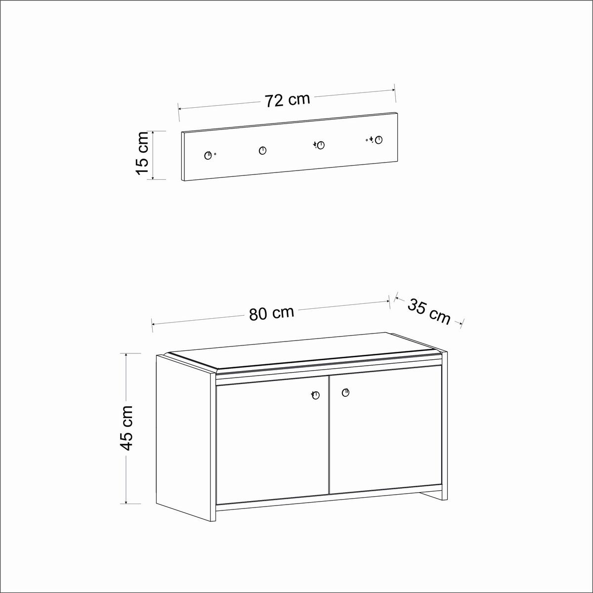 Garderobe Zen 2-teilig Weiß B: 80 Cm - Weiß, Design, Holzwerkstoff (80/35/45cm) - Livetastic