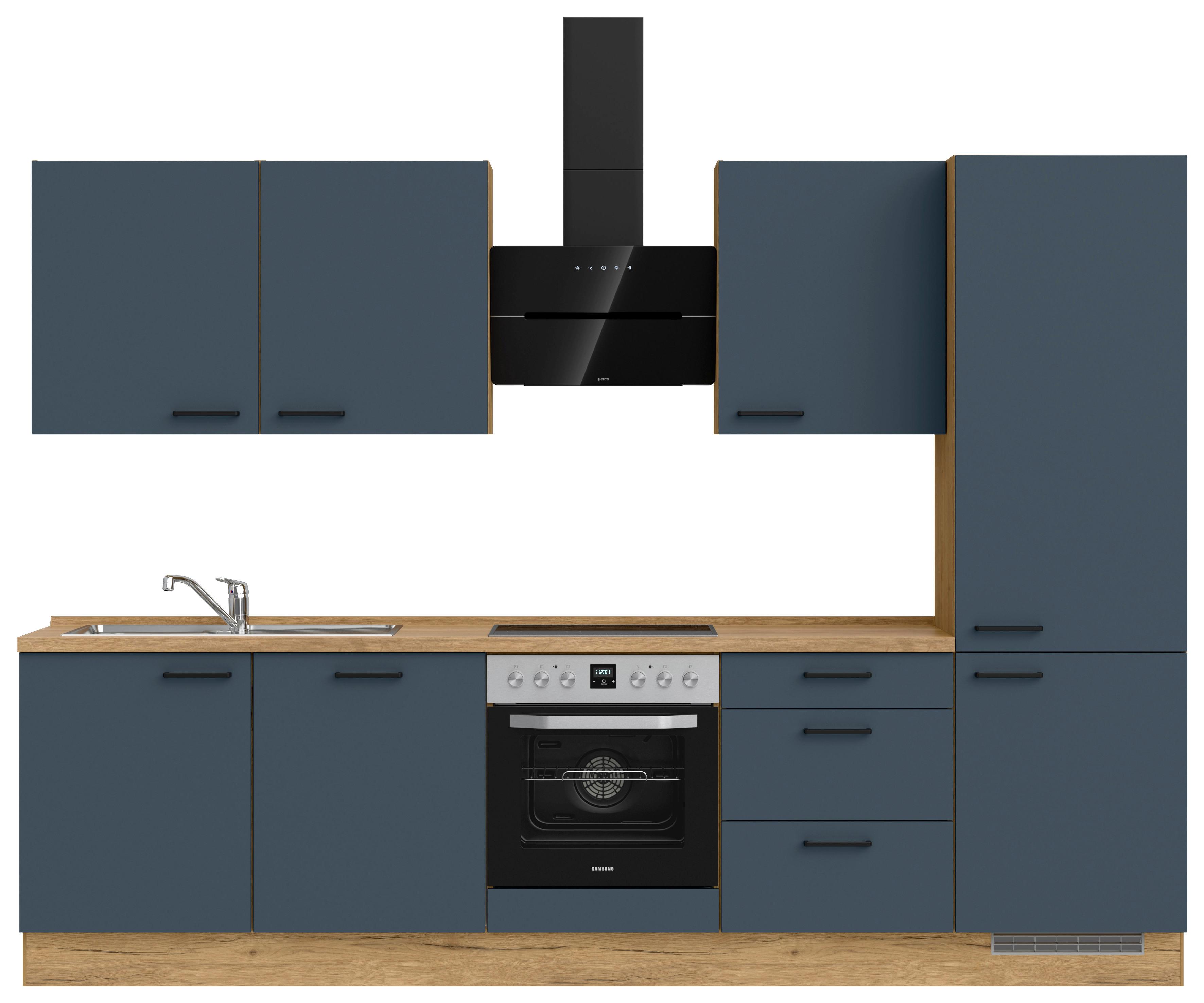 Küchenleerblock Easytouch High-Line, H10 Re. - Blau/Eichefarben, MODERN, Holzwerkstoff (300cm) - Nobilia