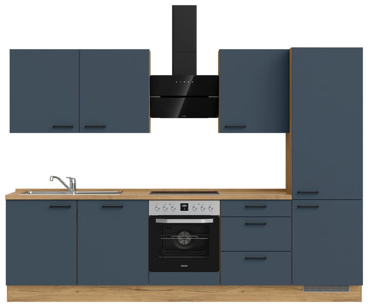 Küchenleerblock Easytouch High-Line, H10 Re. - Blau/Eichefarben, MODERN, Holzwerkstoff (300cm) - Nobilia