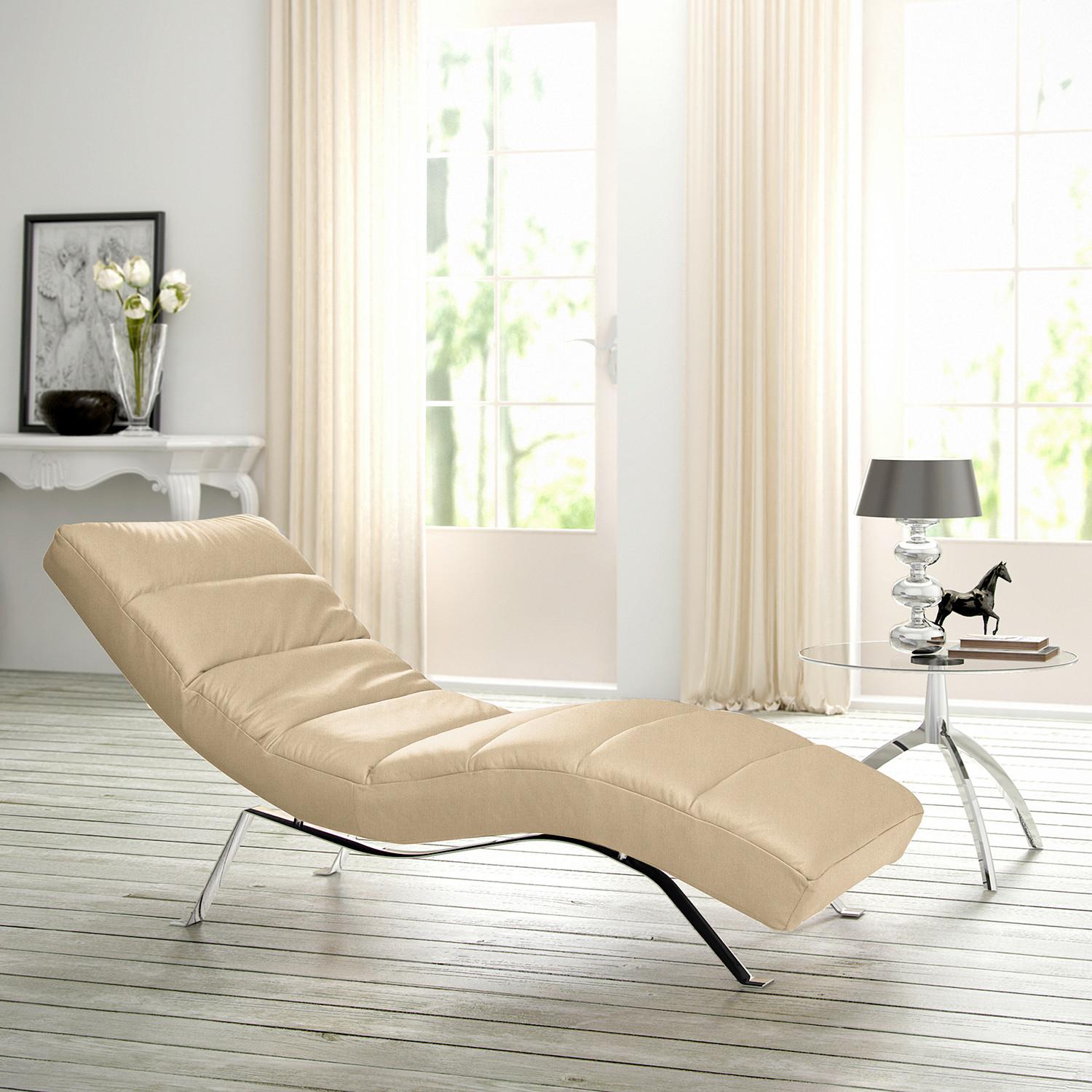 Relaxliege Swing Silver Beige B: 65 cm - Beige/Silberfarben, Design, Leder (65/65-95/171cm) - Livetastic