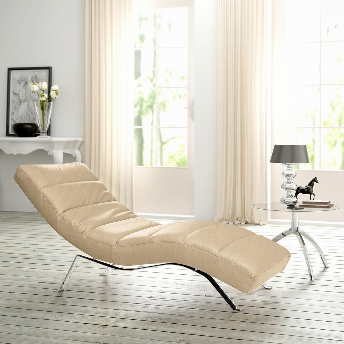 Relaxliege Swing Silver Beige B: 65 Cm - Beige/Silberfarben, Design, Leder (65/65-95/171cm) - Livetastic
