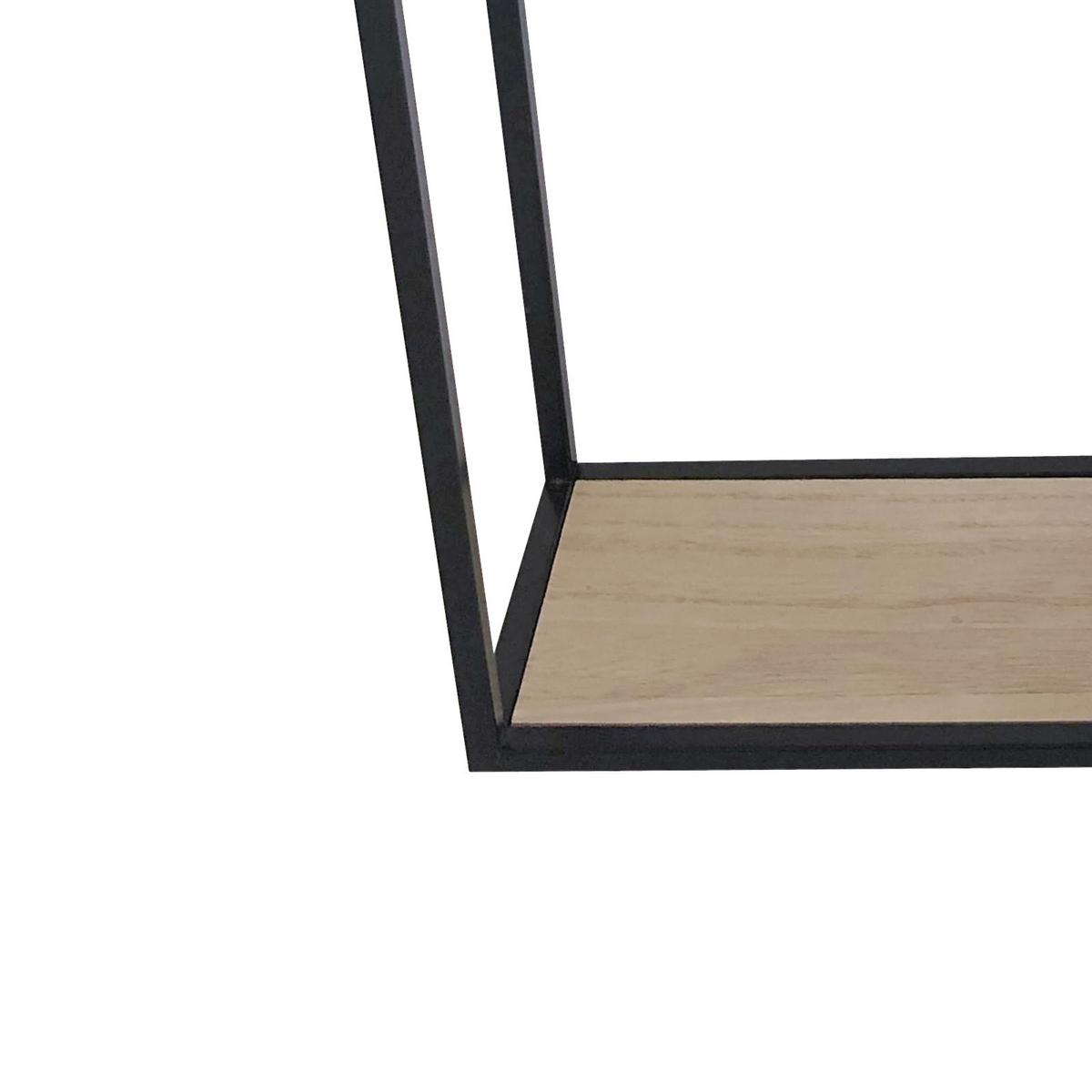 NÁSTENNÝ REGÁL REMUS 2 - čierna/prírodná farba, Modern, kov/kompozitné drevo (40/50/12cm)