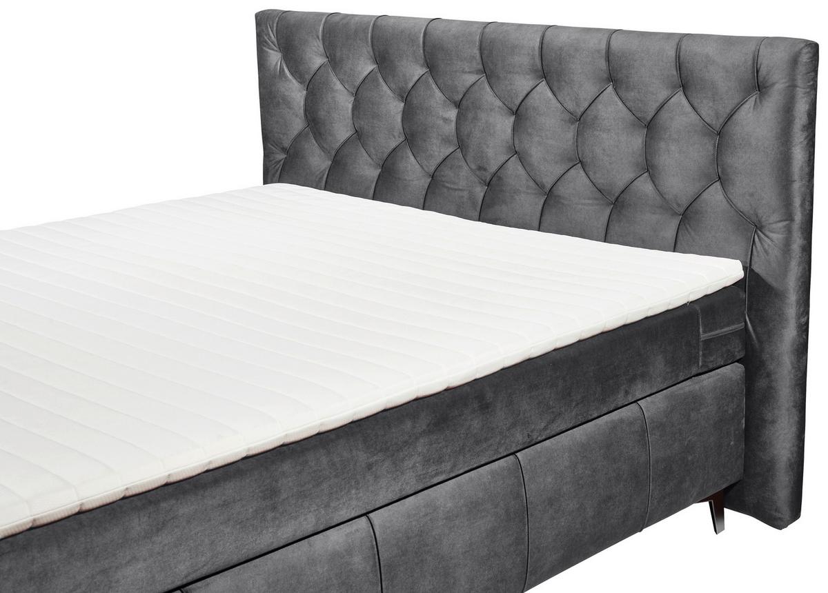 Boxspring postel Pembroke, 180x200, antracitová - černá/antracitová, Basics, kompozitní dřevo/textil (180/200cm) - MID.YOU