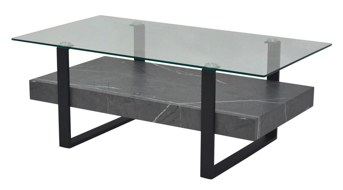 Couchtisch Konrad Grau L: 110 cm - Schwarz/Grau, Design, Glas/Holzwerkstoff (110/60/43cm) - Livetastic