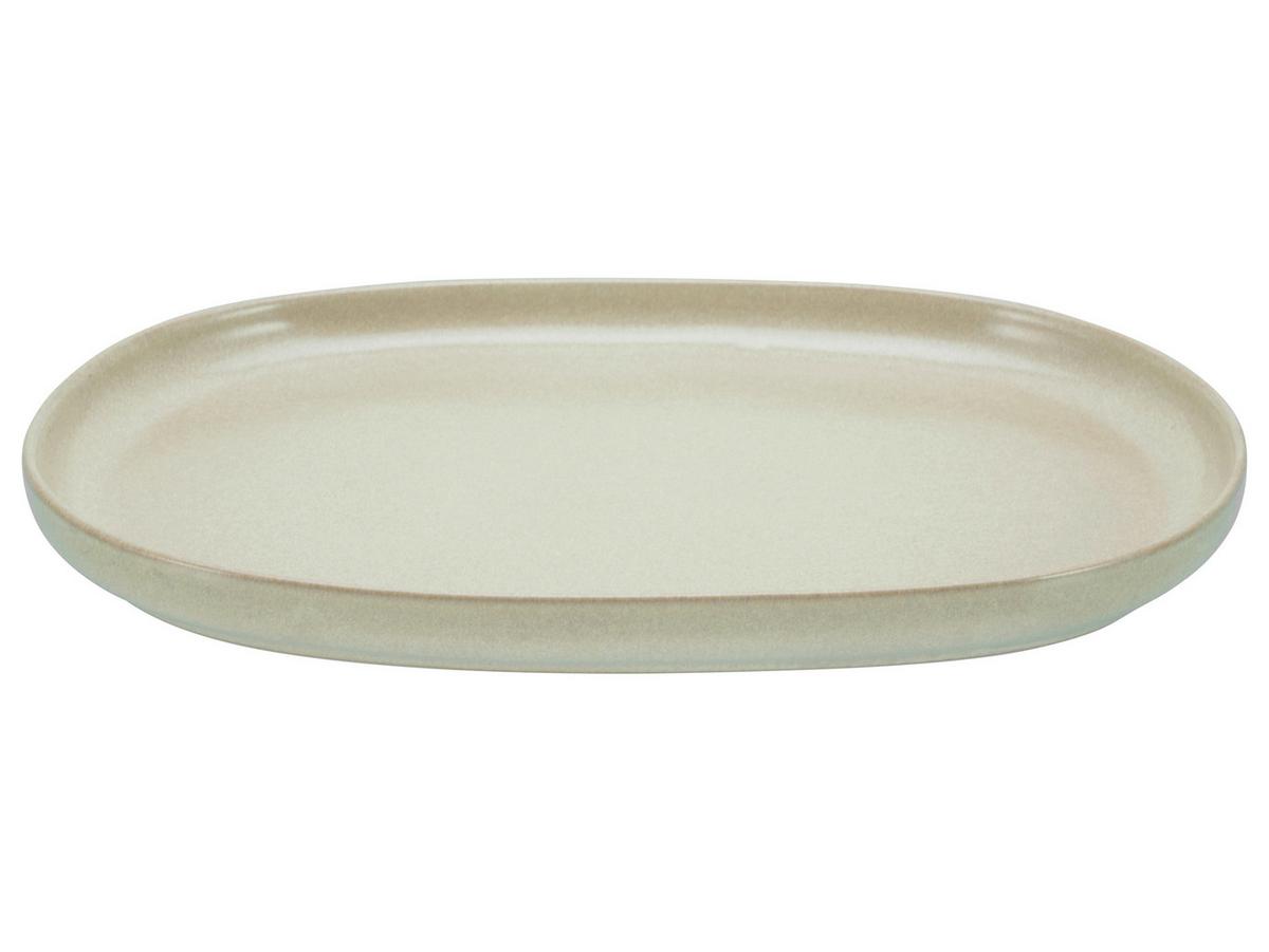 Servierplatte Aus Steingut, Uno B: 33 Cm, Sandfarben, Oval - Sandfarben, Basics, Keramik (33cm) - Creatable