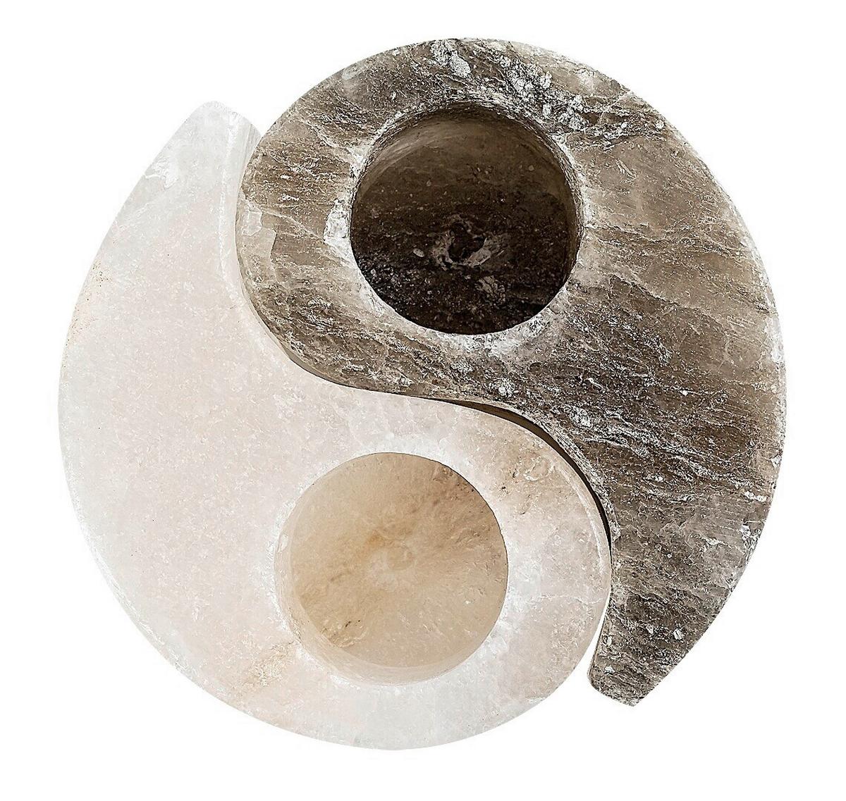 Stojan na sviečku SOLUNA - biela/tmavosivá, Modern, kameň (12cm)