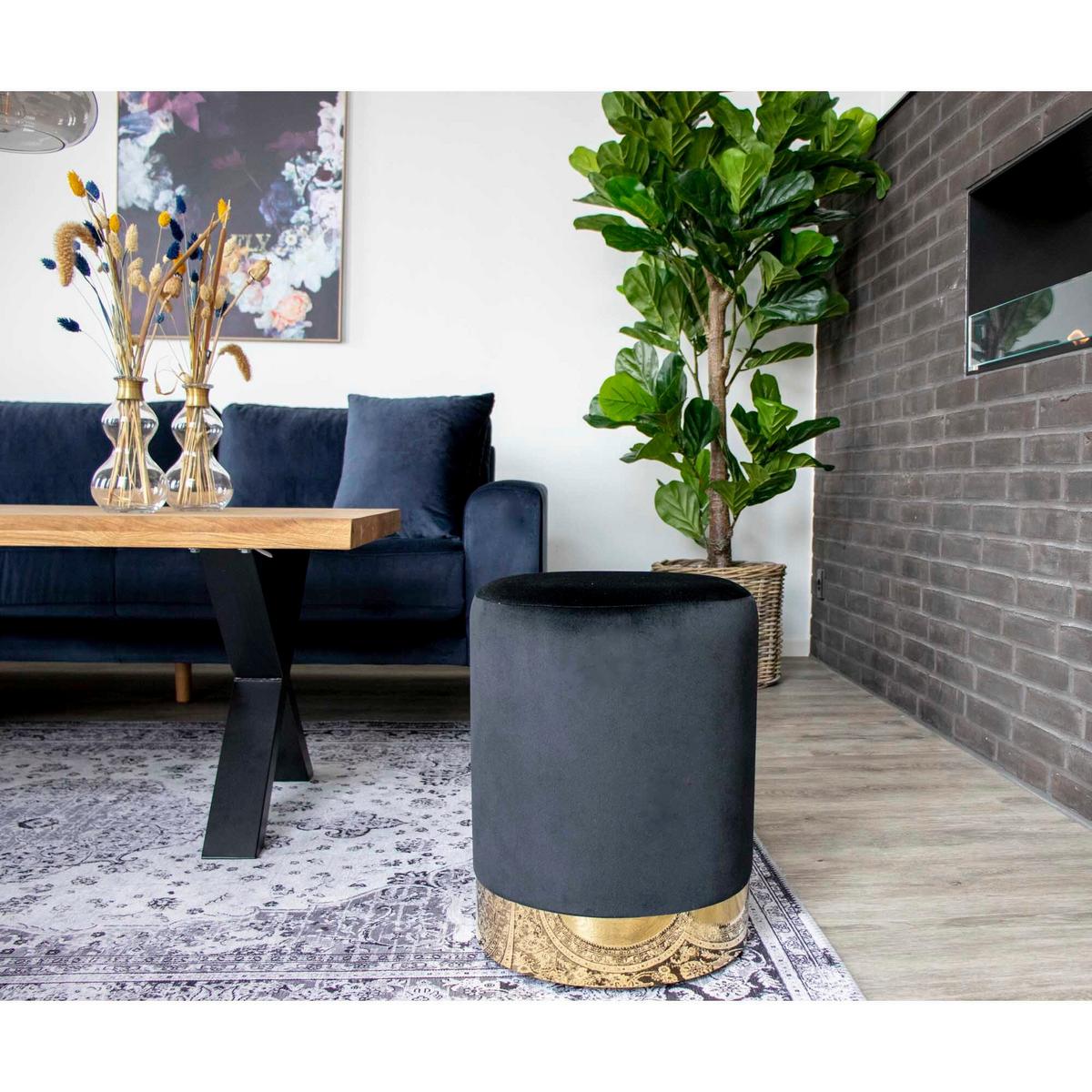 Pouf Schwarz, B/h/t: 34x43x34cm - Schwarz, Basics, Textil (34/43/34cm)