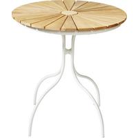 Gartentisch Ellen Teakholz /Metall ⌀ 80 cm - Weiß Hochglanz/Teakfarben, KONVENTIONELL, Holz/Metall (80/80/74cm) - Gardenson