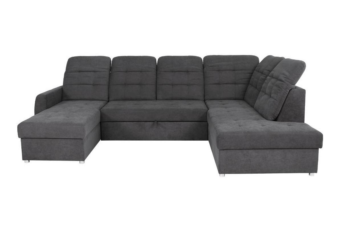 Rohová sedačka ATLAS U, pravá, antracitová,úl.prostor,lůžko - barvy chromu/antracitová, Moderní, kov/dřevo (174/306/207cm)