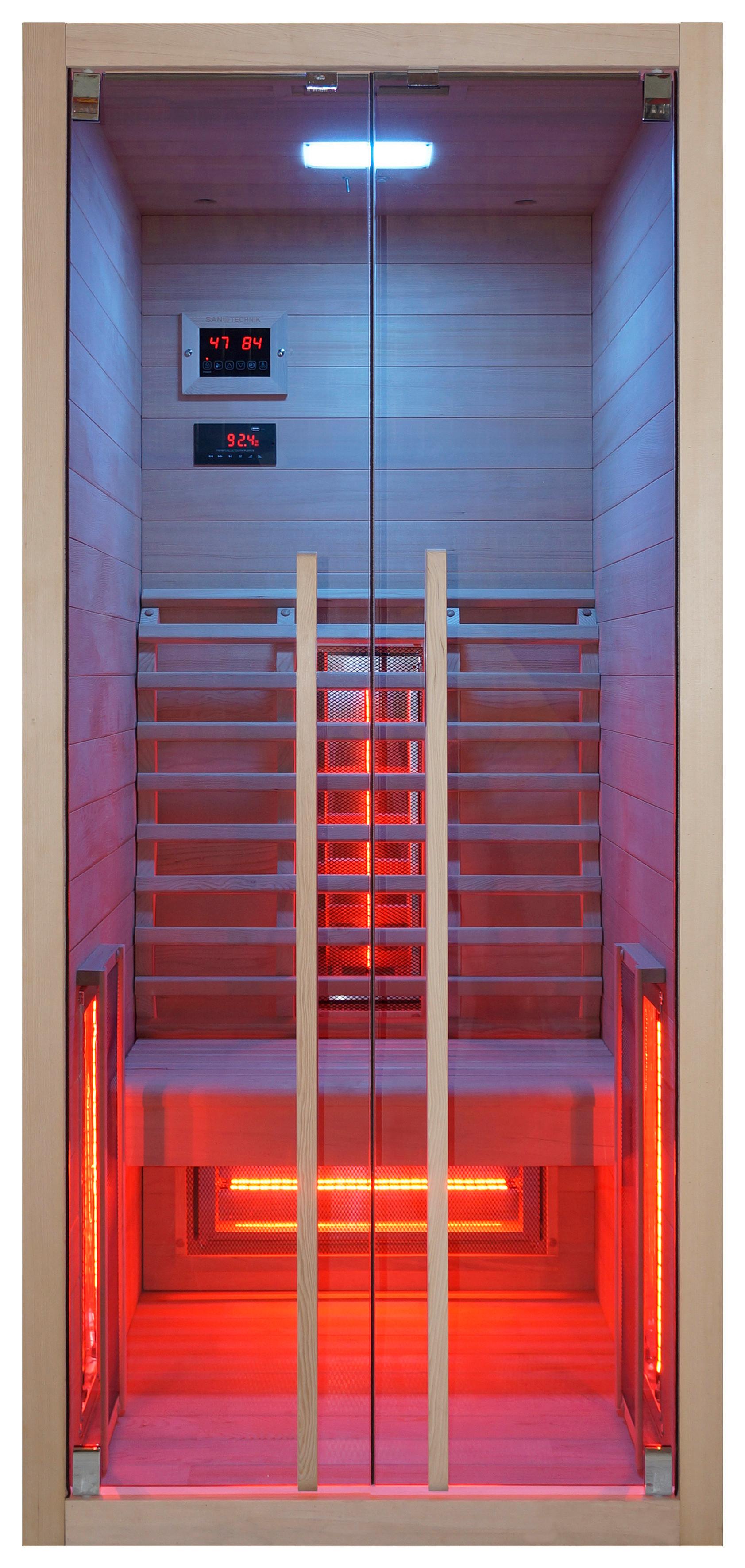 Infrarotkabine 1 Person 90,5x195x100 cm Ruby - Naturfarben, Basics, Holz (90,5/195/100cm) - Sanotechnik
