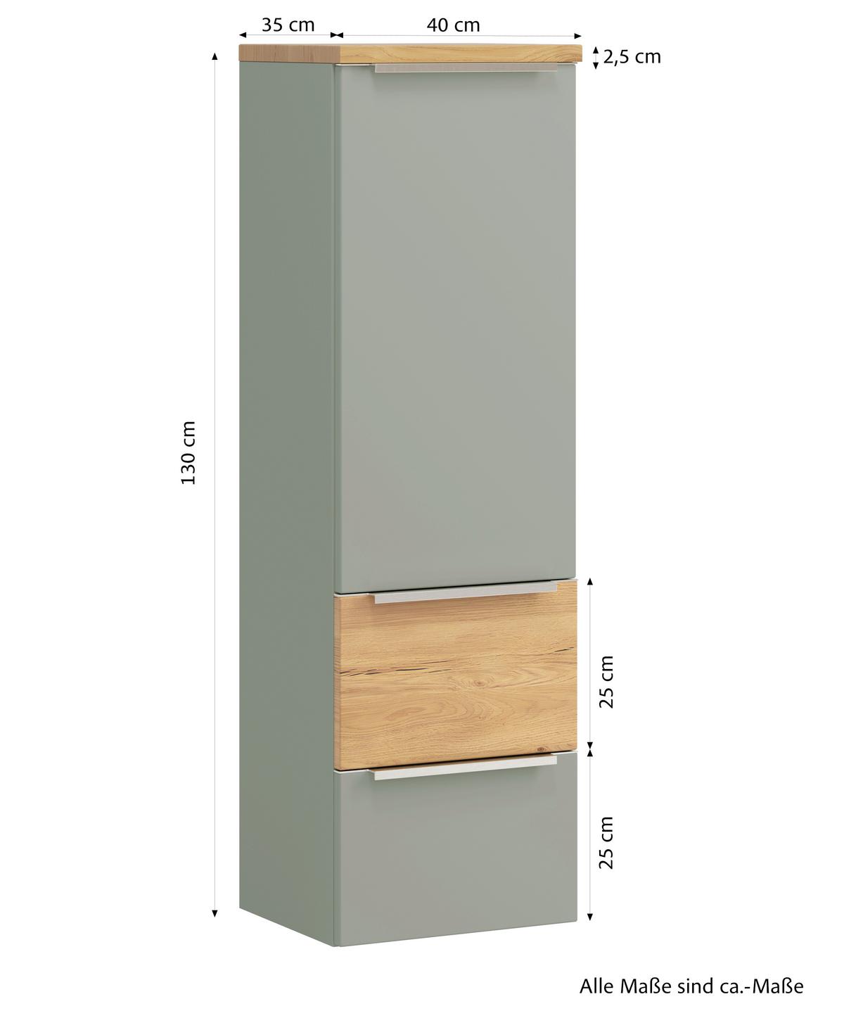 Midischrank Verona Schilfgrün/Wildeiche B: 40cm - Schilfgrün/Wildeiche, Trend, Holzwerkstoff (40/130/35cm) - Held