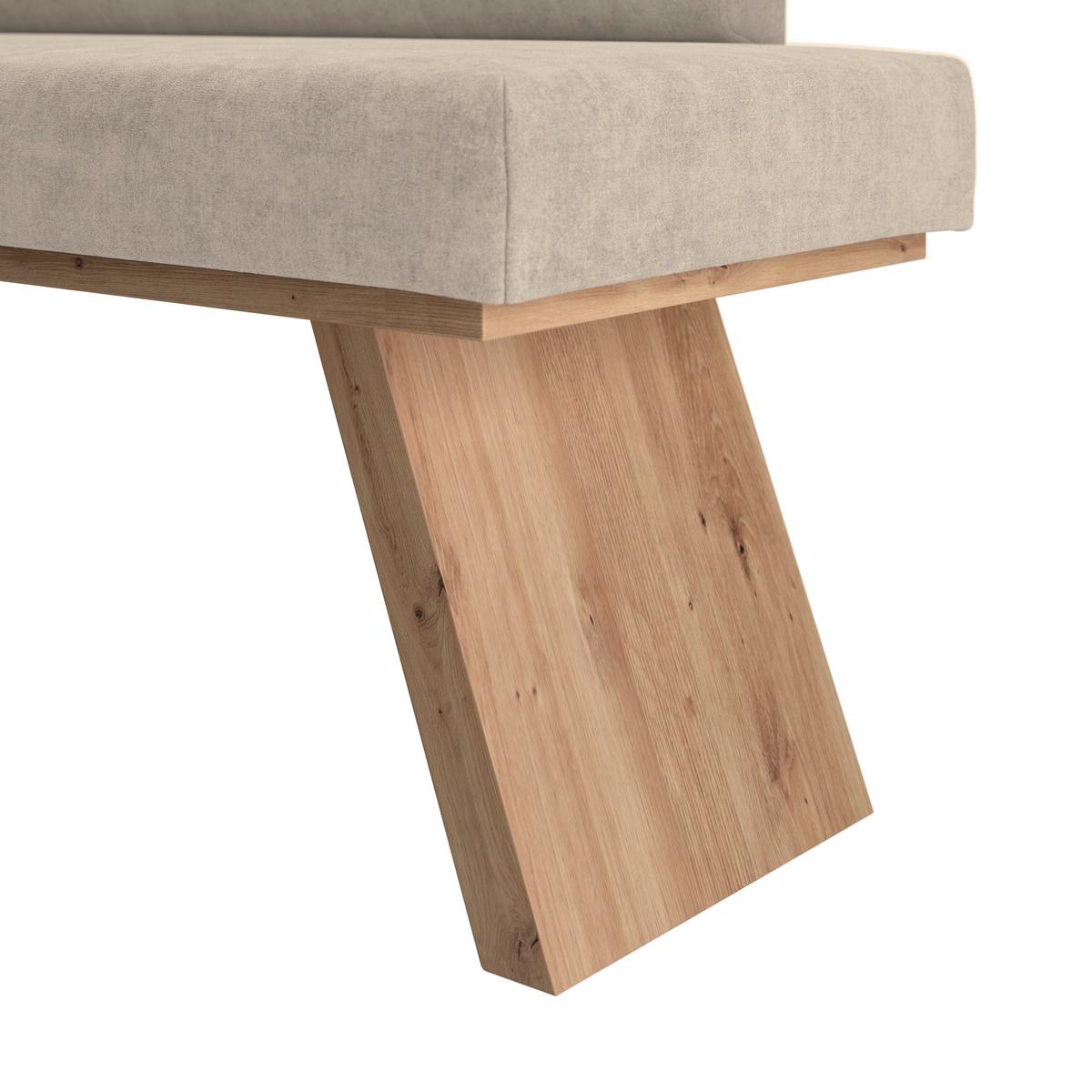 Eckbank Emma Ii Webstoff Beige, B: 150 Cm - Eichefarben/Beige, KONVENTIONELL, Holzwerkstoff/Textil (150/185cm)