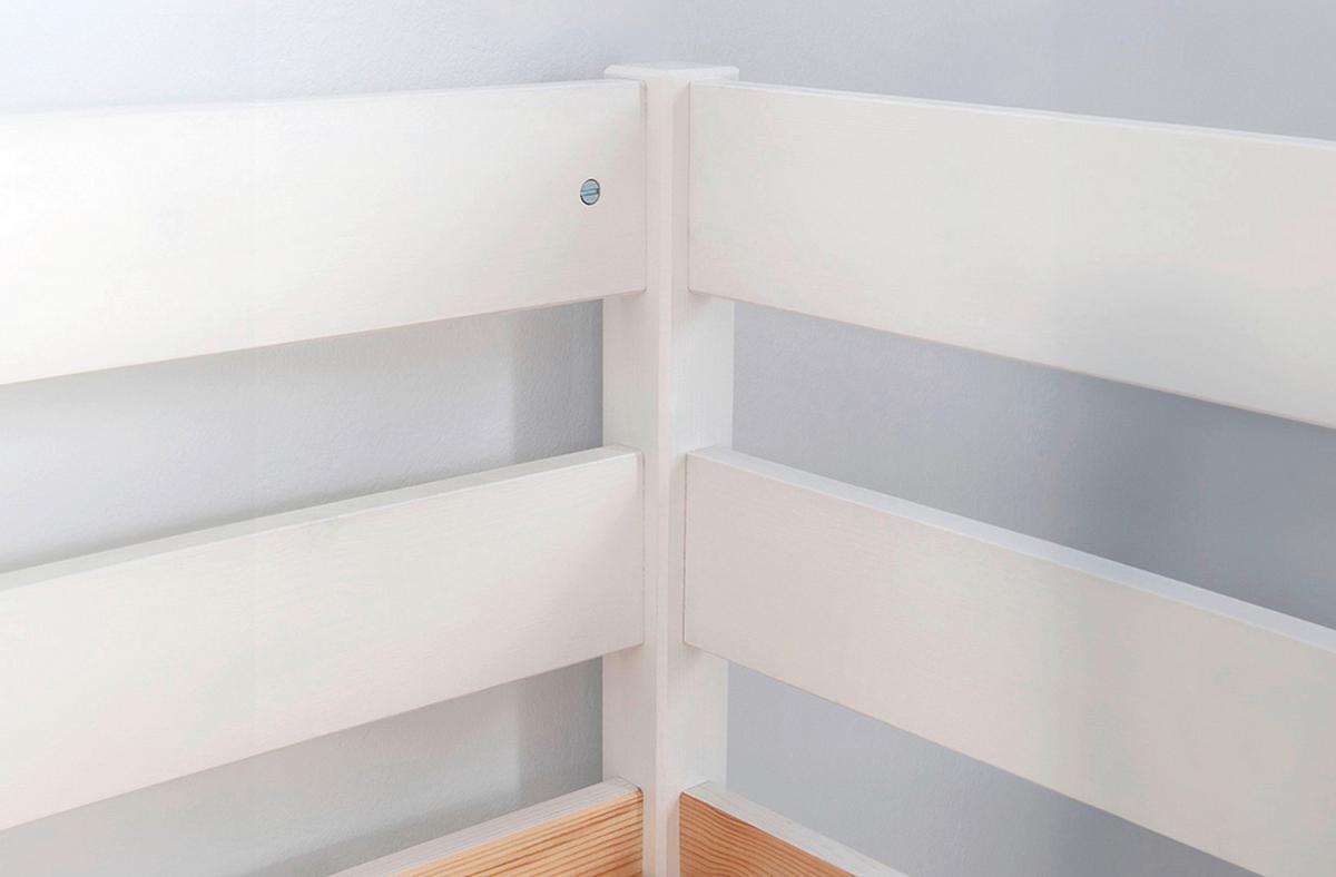 Hochbett Malte Weiß inkl. Rollrost, Matratze, 90x200 cm - Weiß/Naturfarben, Natur, Holz/Textil (90/200cm) - MID.YOU