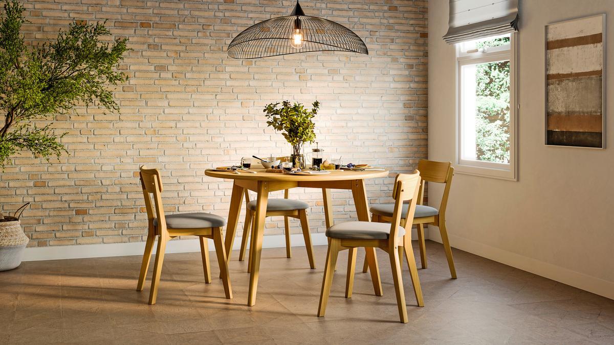 Stuhl-Set Mahoe Naturfarben Echtholz Beine 2er-Set - Naturfarben/Grau, MODERN, Holz/Textil (51,5/80,5/49cm) - MID.YOU