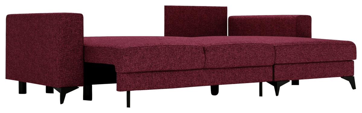 Ecksofa Harvey 244x156 cm mit Schlaffunktion Rot - Rot/Schwarz, Design, Textil (244/156cm) - Livetastic