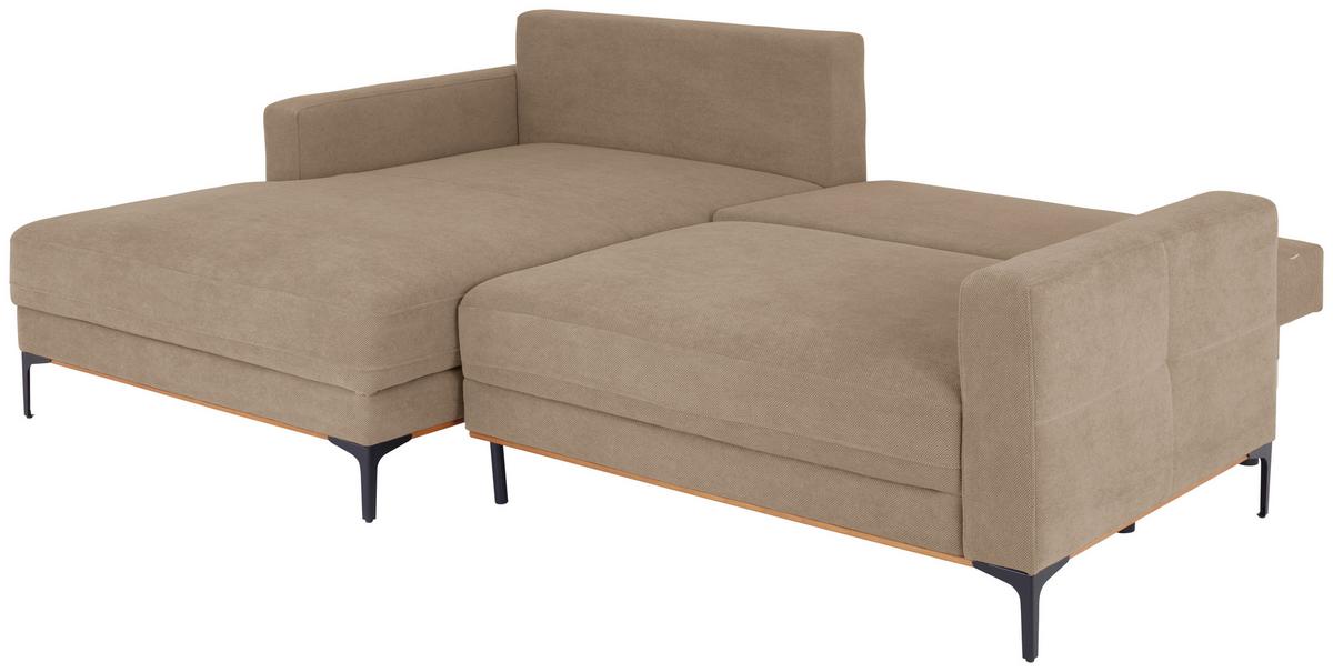 Ecksofa Bergamo - Hellbraun/Schwarz, MODERN, Textil (162/238cm) - Ondega