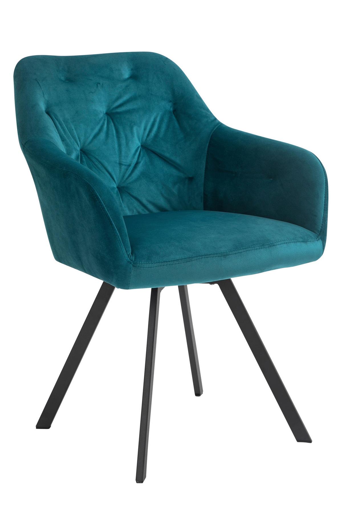 Tischgruppe Cognac/türkis L: 160 Cm - Türkis/Cognac, MODERN, Holz/Textil (160/85/77cm) - Livetastic