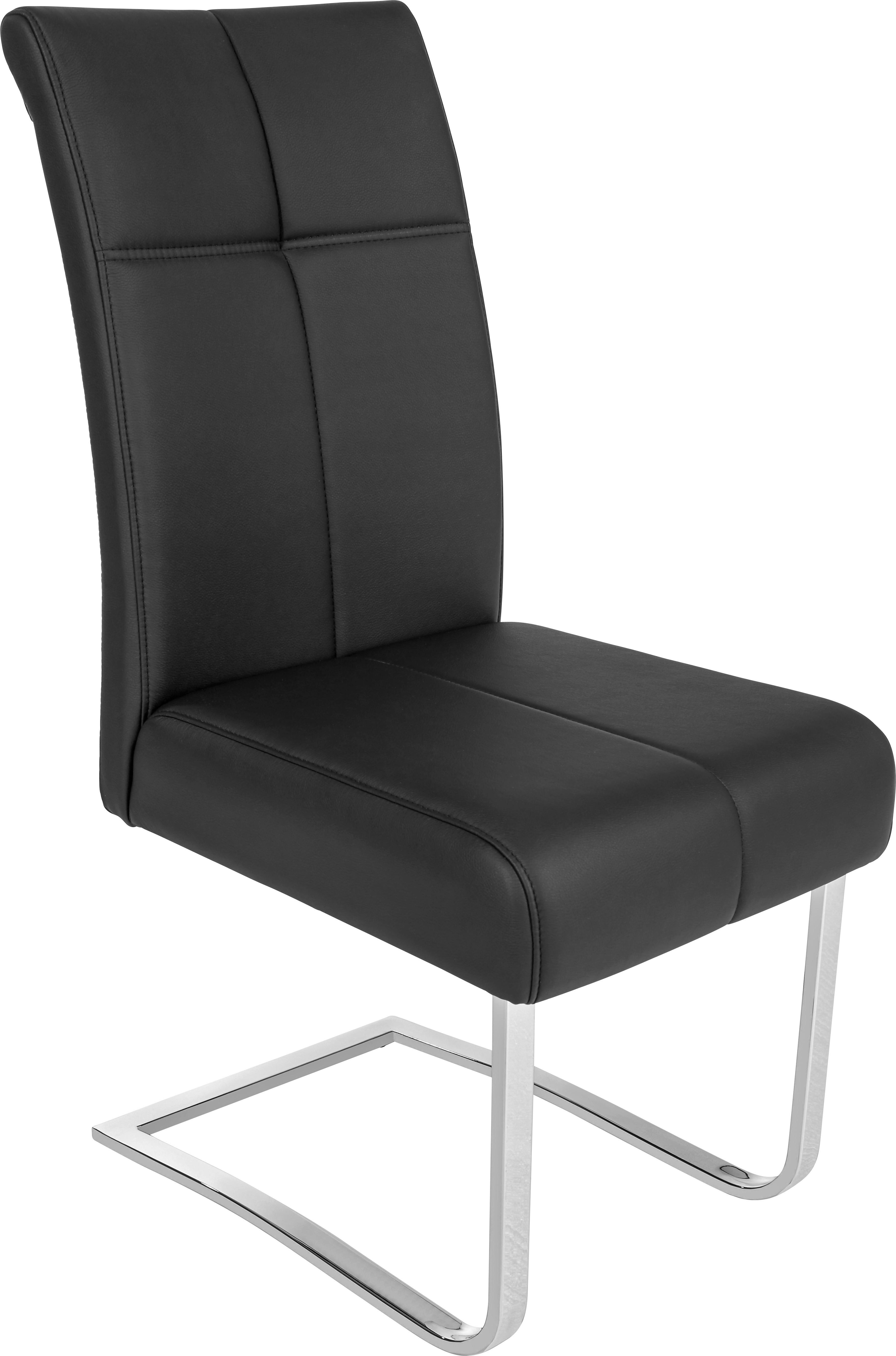 Schwingstuhl Rab Lederlook Schwarz Gepolstert - Schwarz, MODERN, Leder/Metall (44/100/50cm) - Ondega
