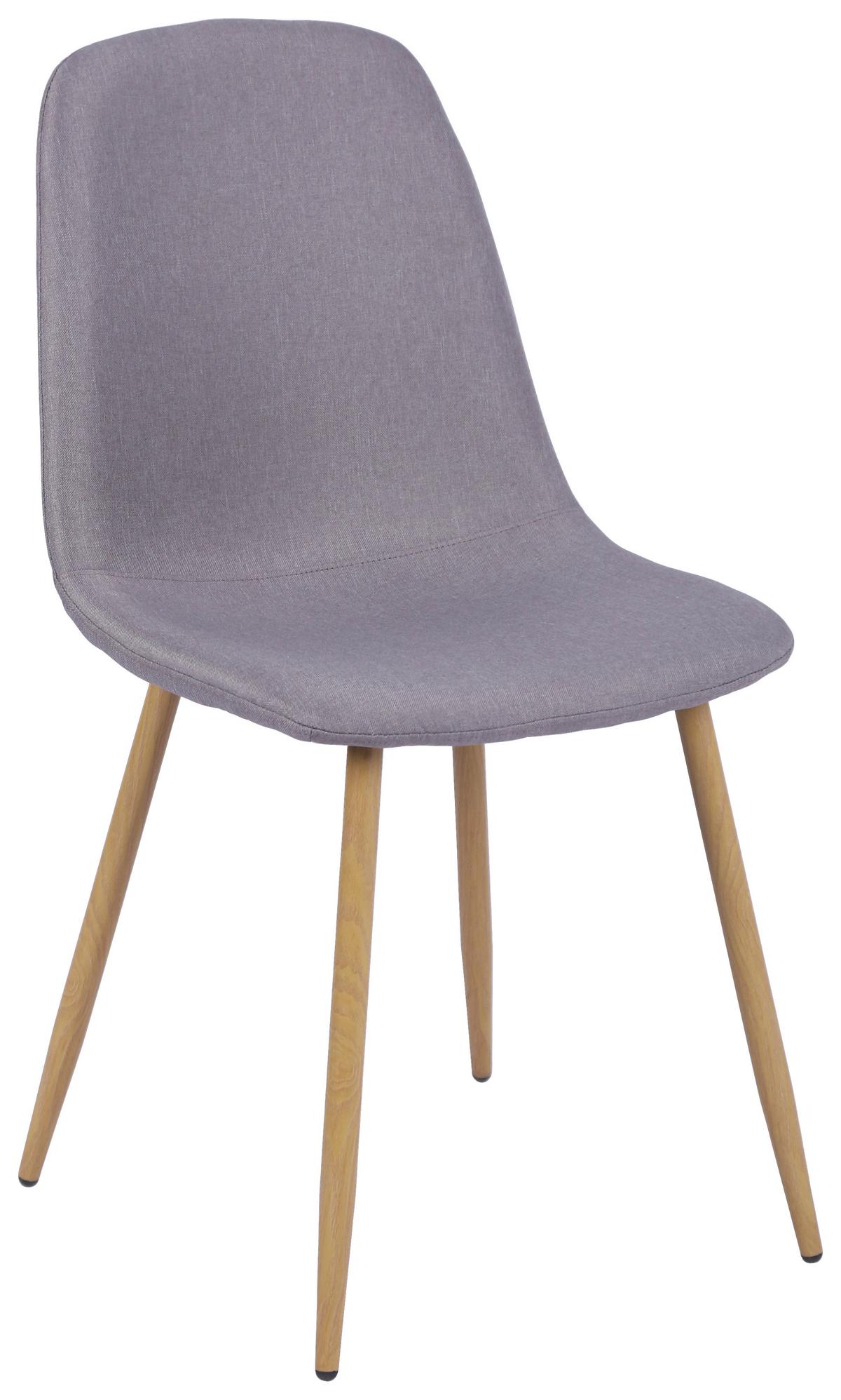 Vierfußstuhl Mona Leinenoptik Grau - Eichefarben/Grau, MODERN, Holz/Textil (44/87/56cm)