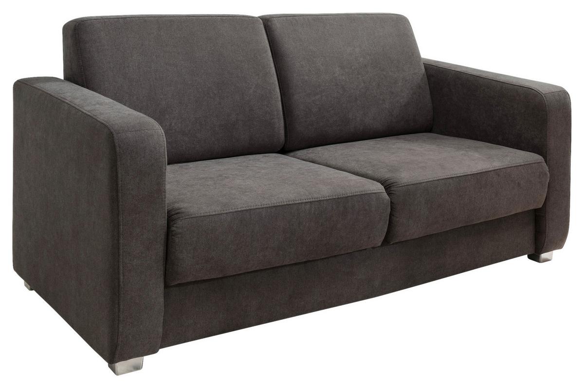 2-Sitzer-Sofa mit Schlaffunktion Mia Dunkelbraun - Chromfarben/Dunkelbraun, Basics, Textil (159/88/87cm) - Livetastic
