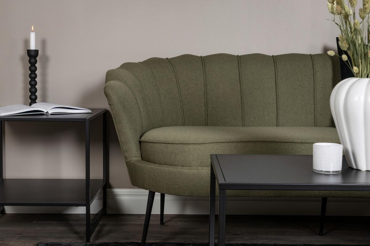 2-sitzer-sofa Calais - Schwarz/Olivgrün, Design, Textil/Metall (180/78.5/78cm) - Livetastic