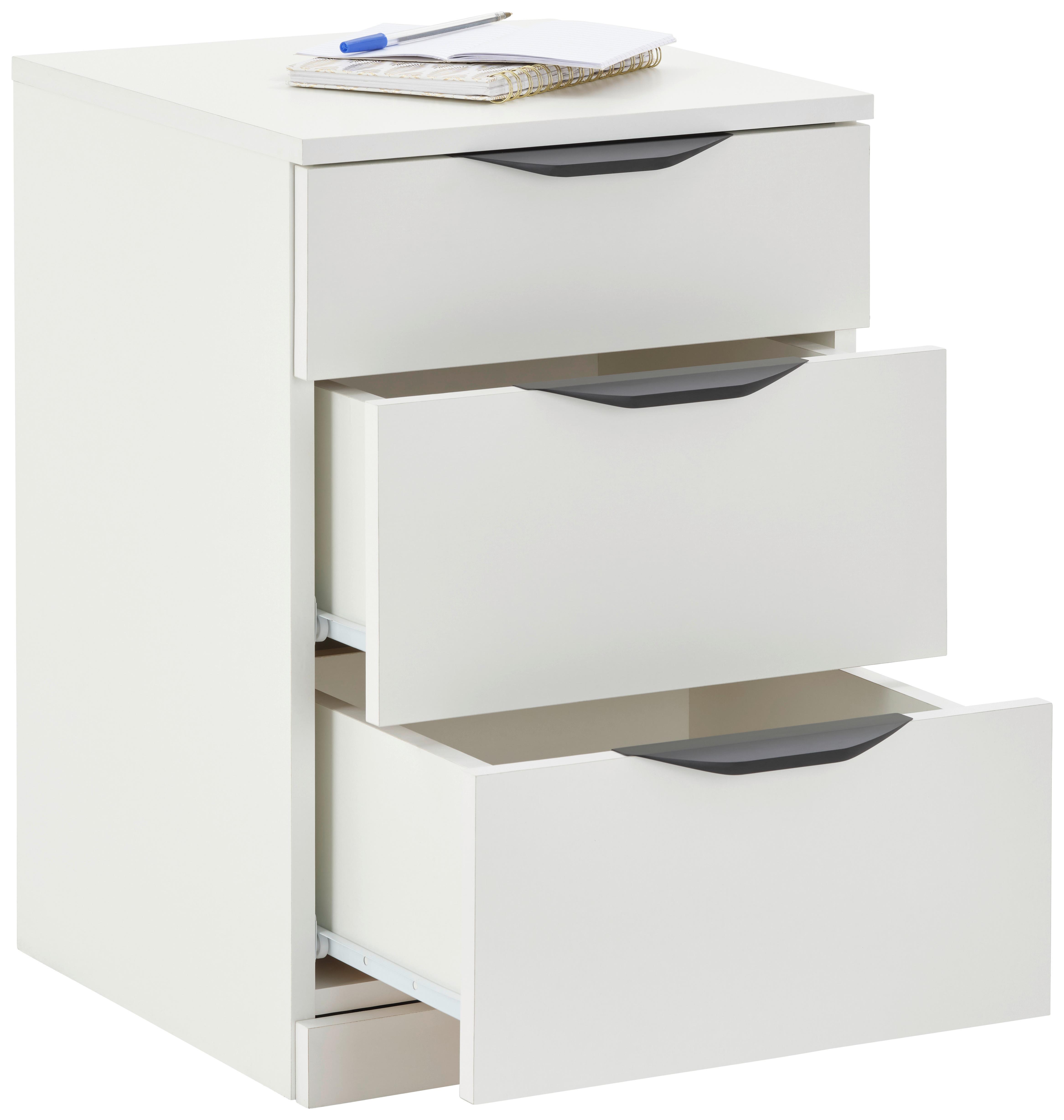 Kommode Rimini Mit 3 Laden Weiß, B: 40 cm - Weiß, Trend, Holzwerkstoff/Kunststoff (40/60,1/40cm)