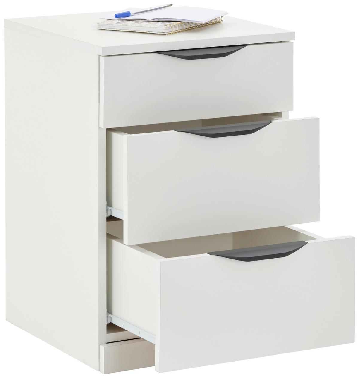 Kommode Rimini Mit 3 Laden Weiß, B: 40 Cm - Weiß, Trend, Holzwerkstoff/Kunststoff (40/60,1/40cm)