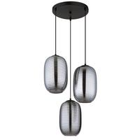 Hängeleuchte 15794-3hr Jefrey - Schwarz/Grau, Basics, Glas/Kunststoff (47/120cm) - Globo