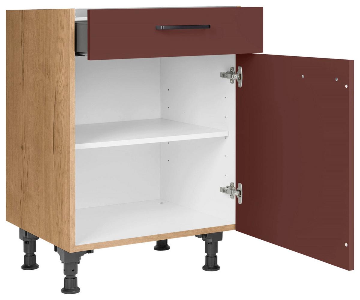 Kochfeldumbauschrank Easytouch - Eichefarben/Rot, MODERN, Holzwerkstoff (60/87/56cm) - Nobilia