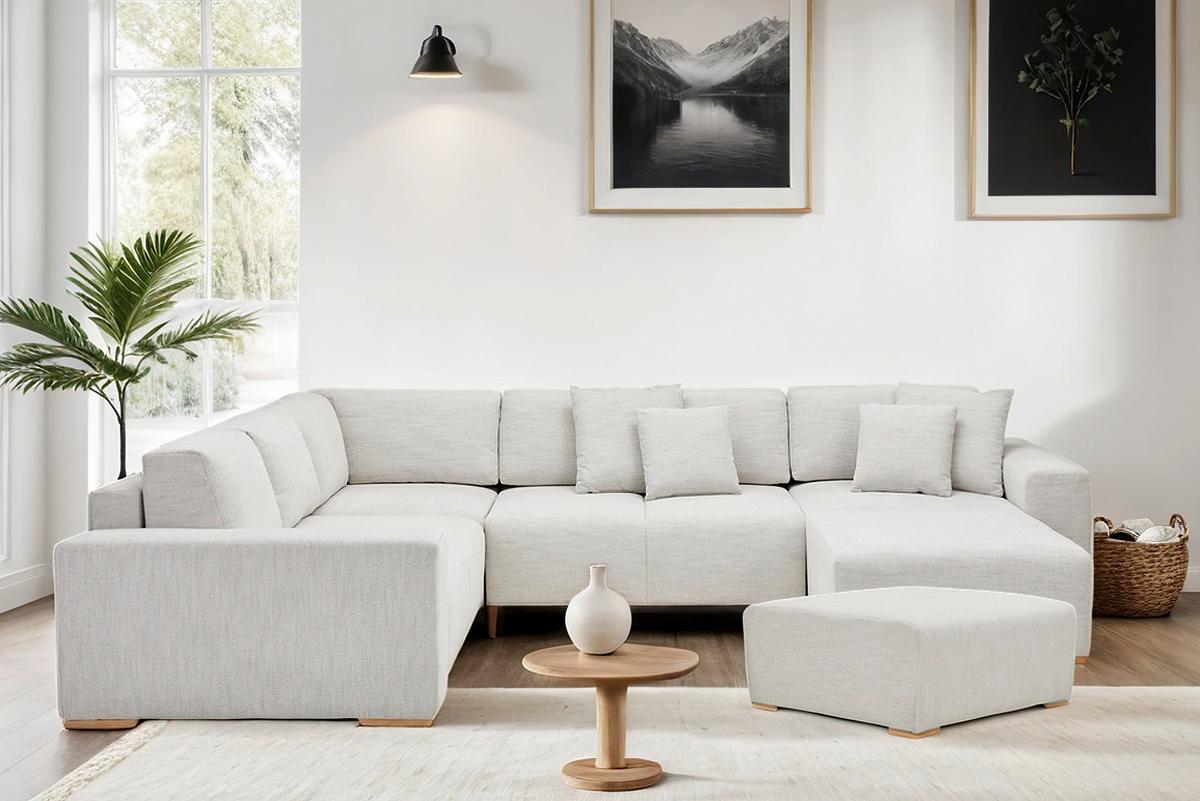 Hocker Vouge Beige  B: 101 Cm - Beige/Buchefarben, KONVENTIONELL, Textil (101/44/92cm) - Livetastic