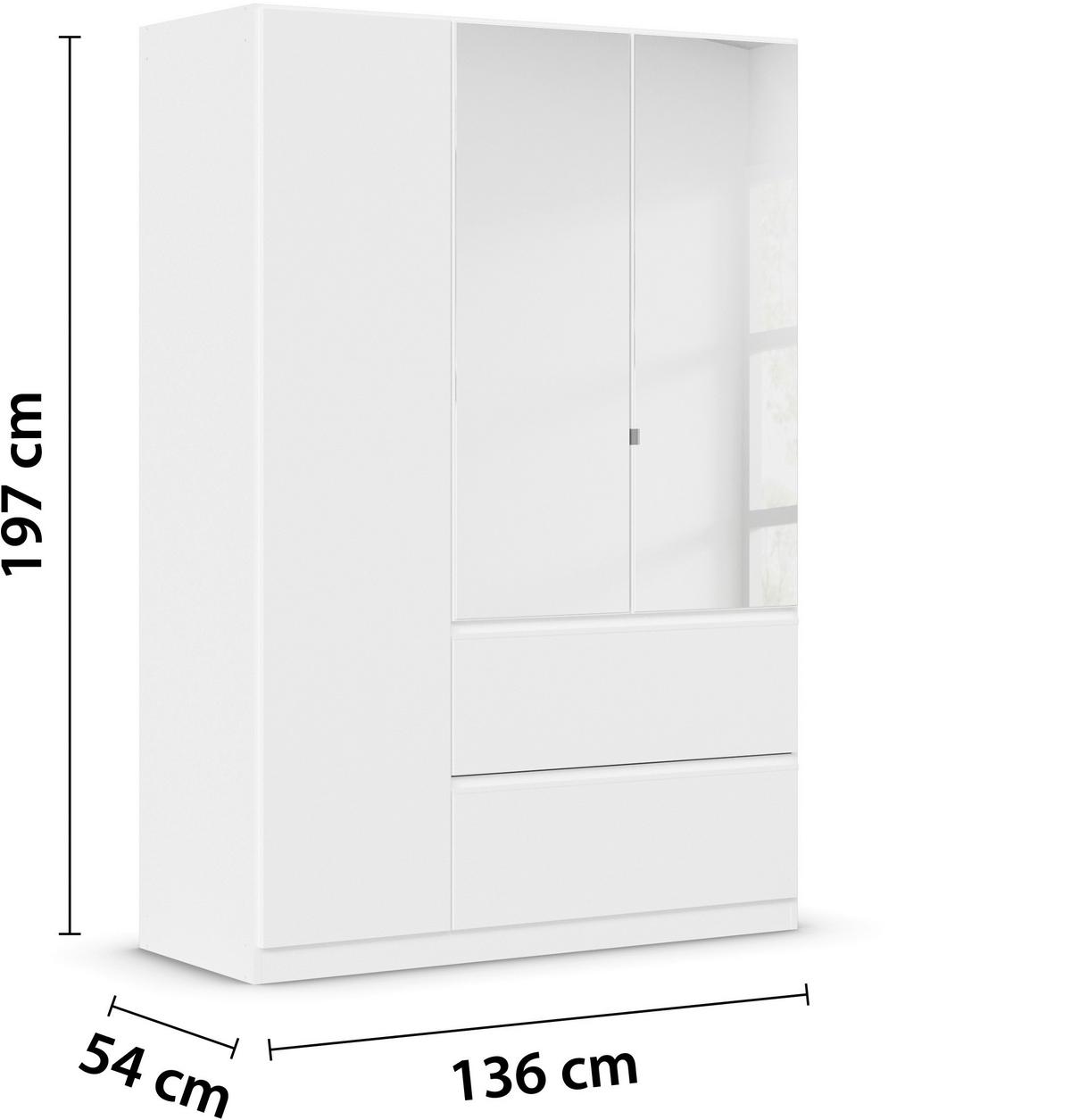 Drehtürenschrank Costa Weiß B: 136 cm - Weiß, MODERN, Holzwerkstoff (136/197/54cm) - Rauch Möbel