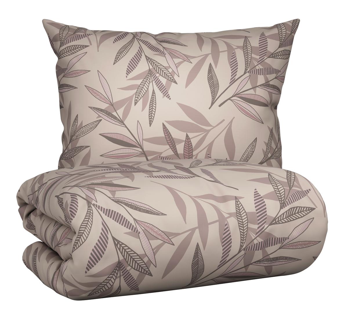 POSTEĽNÁ BIELIZEŇ STITCHED LEAVES - hnedofialová/béžová, textil (140/200cm) - Modern Living