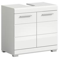 Waschbeckenunterschrank Scout Weiß Hg B: 60 Cm - Weiß Hochglanz/Silberfarben, MODERN, Holzwerkstoff (60/56/34cm) - MID.YOU