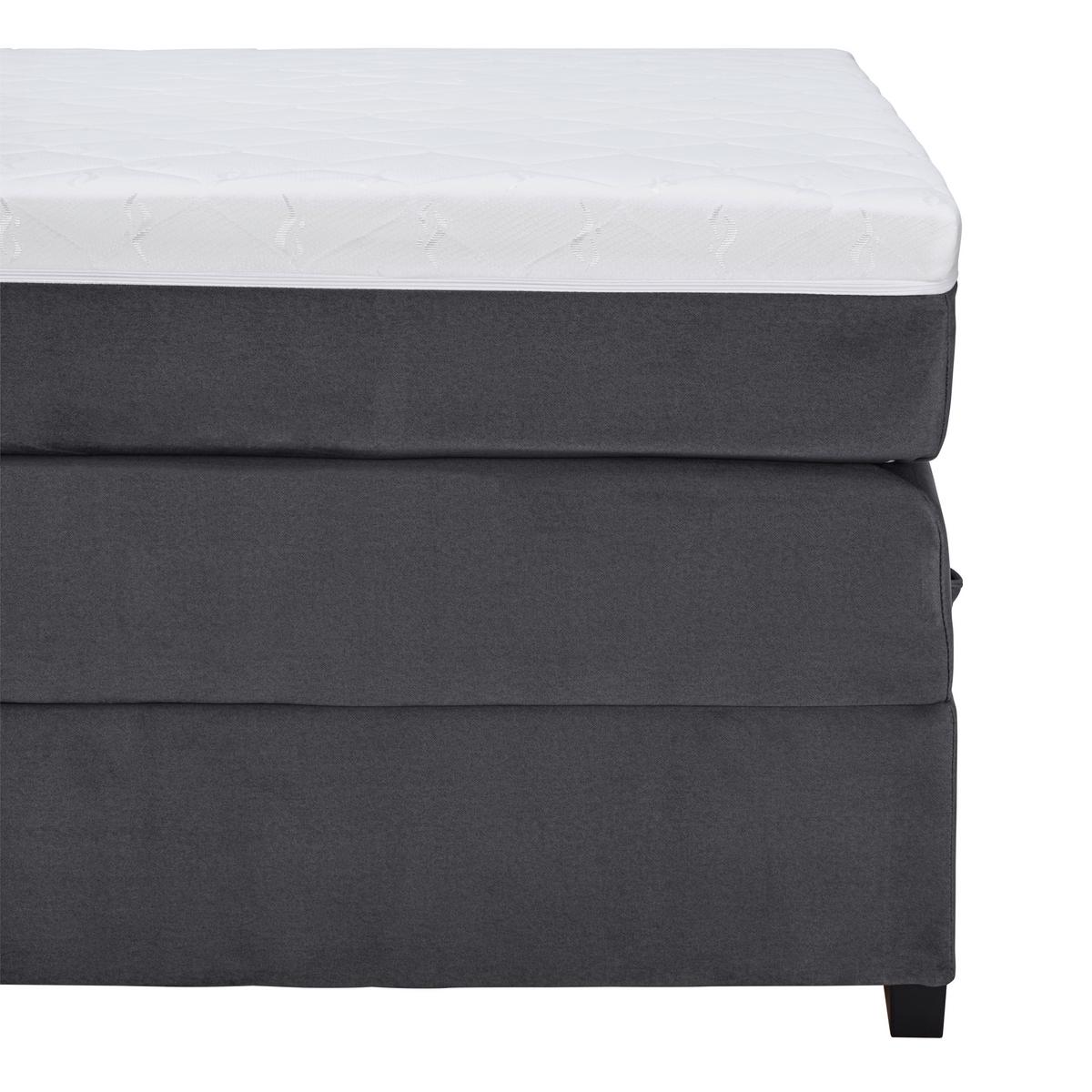 Boxspringbett Mit Topper & Bettkasten 100x200 Cm Tommy - Graphitfarben/Schwarz, MODERN, Holzwerkstoff/Textil (100/200cm)