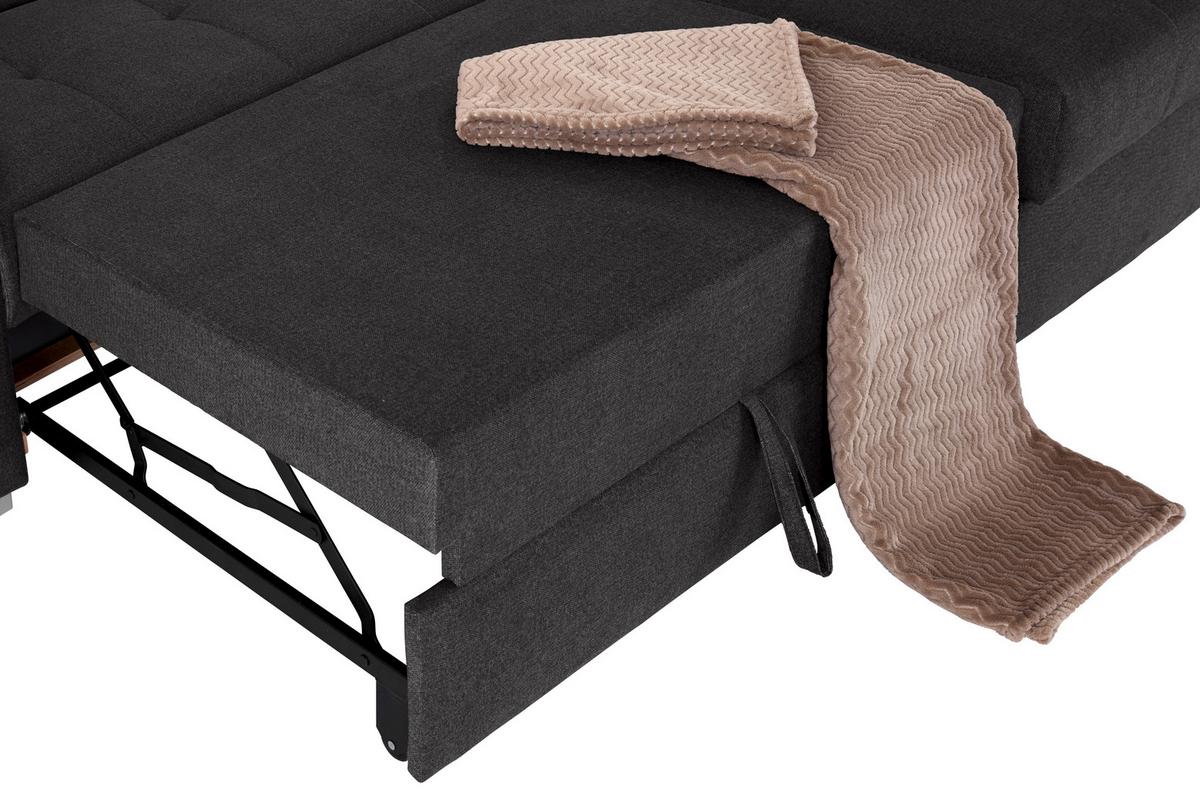 Ecksofa Perry - Silberfarben/Graphitfarben, Design, Textil (292/183cm) - Livetastic