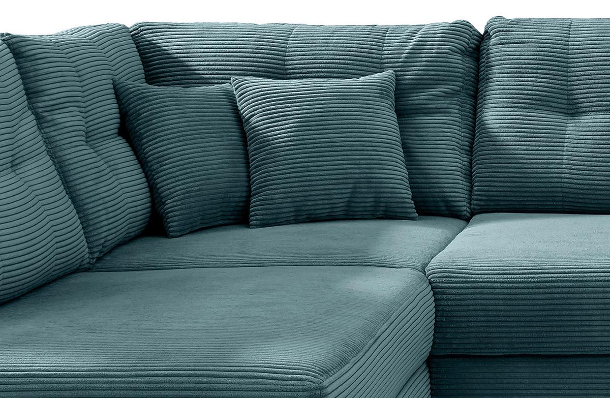 Wohnlandschaft mit Schlaffunktion, Petrol - Petrol/Naturfarben, MODERN, Textil (206/338-352/176cm) - Livetastic