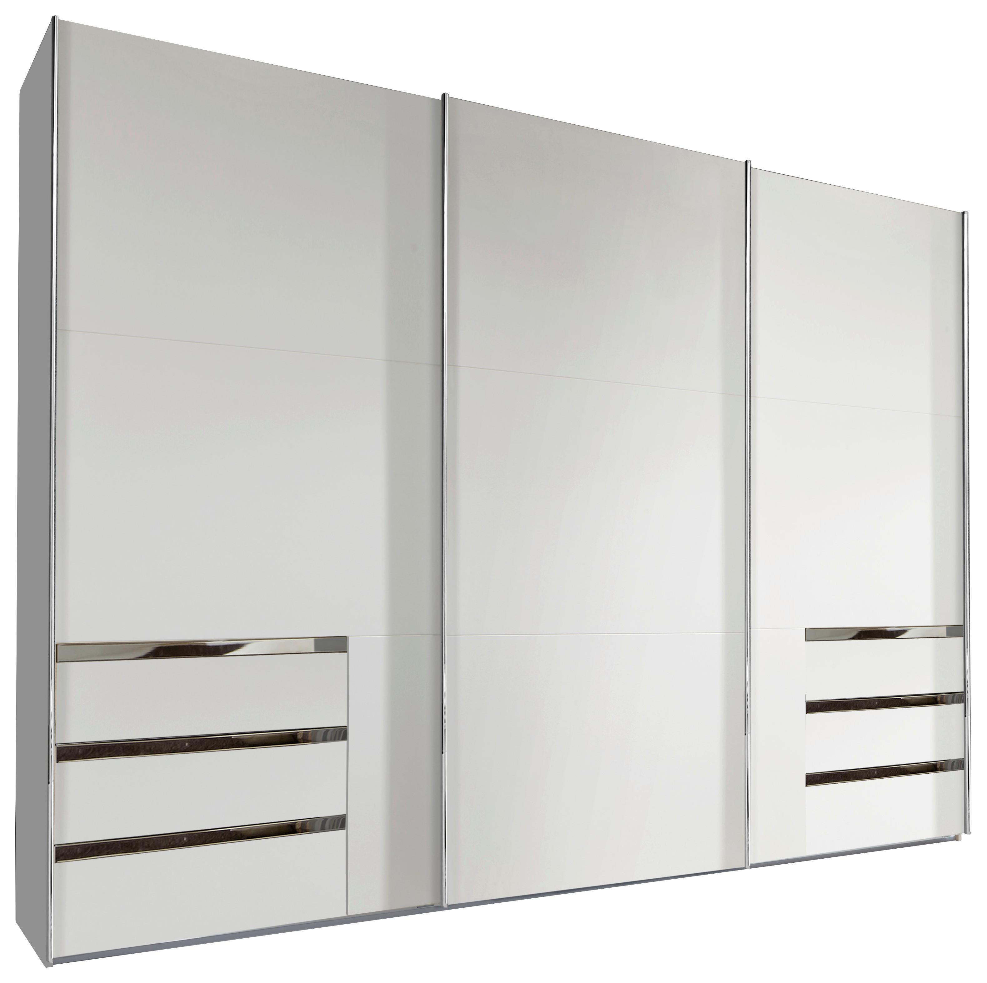 Schwebetürenschrank Mit Laden 300cm Level 36a, Weiß - Weiß, MODERN, Holzwerkstoff (300/216/65cm) - MID.YOU