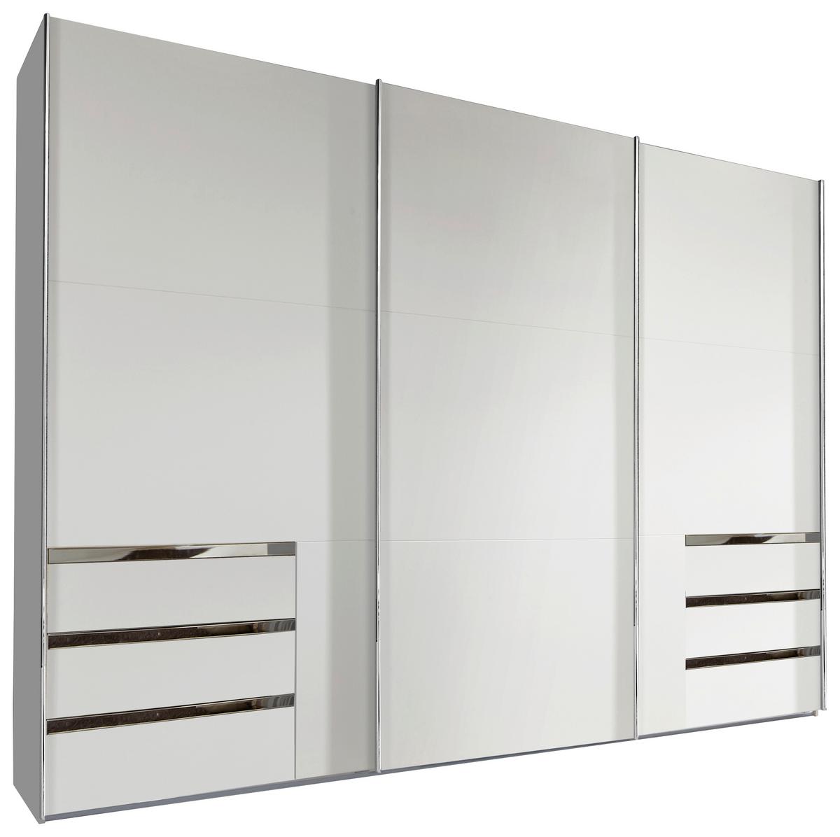 Schwebetürenschrank Mit Laden 300cm Level 36a, Weiß - Weiß, MODERN, Holzwerkstoff (300/216/65cm) - MID.YOU