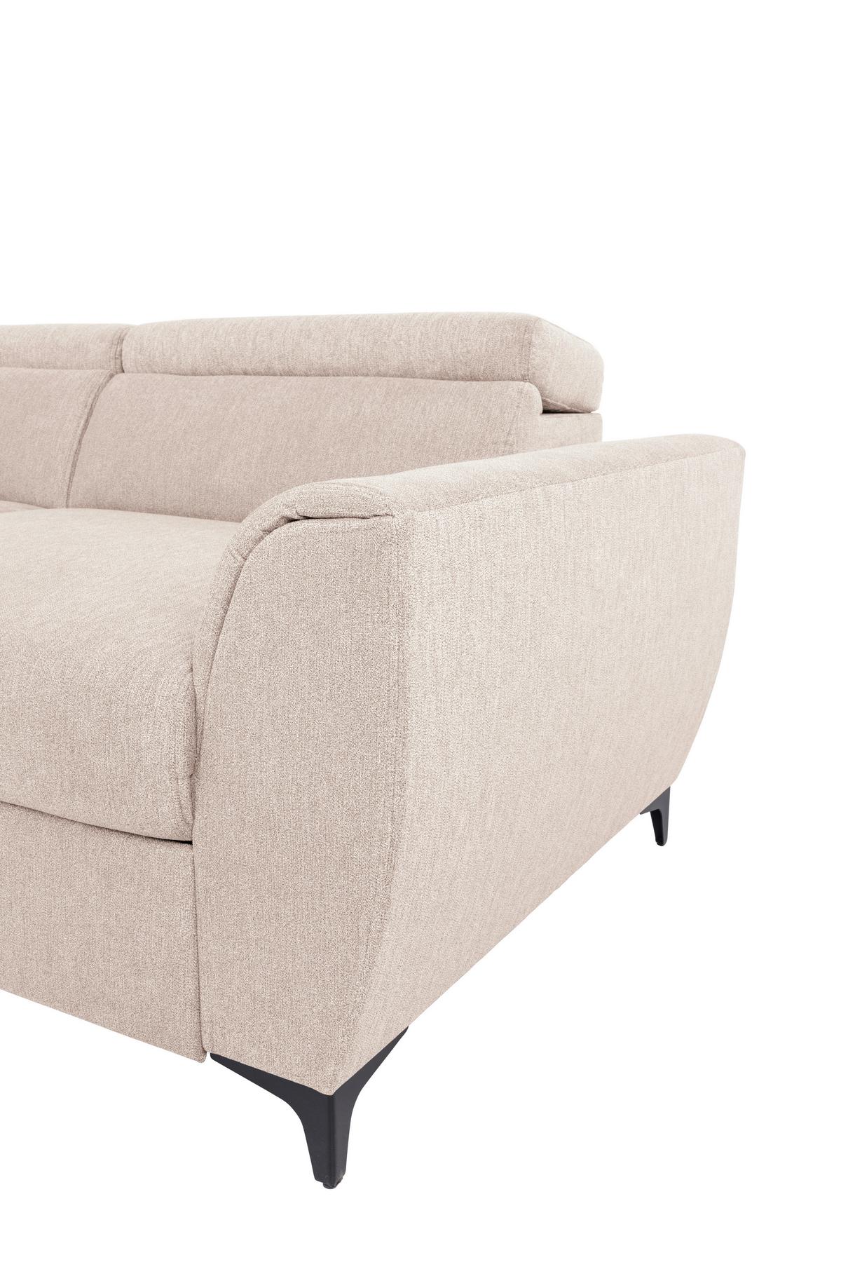 Ecksofa Lapis Creme S: 217/255 cm - Creme/Schwarz, KONVENTIONELL, Textil (217/255cm) - MID.YOU