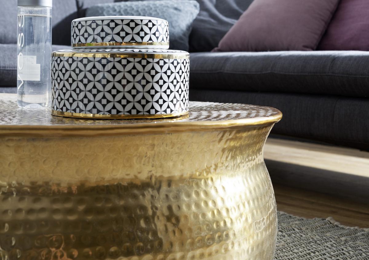 Couchtisch Rund Aluminium Orient-Style Karam, Goldfarben - Goldfarben, LIFESTYLE, Metall (75/75/31cm) - MID.YOU