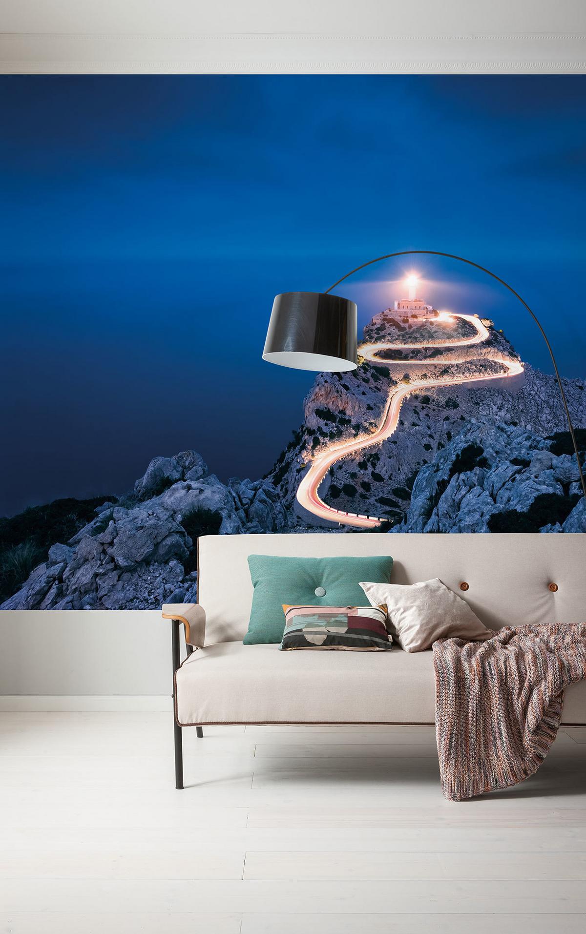 Vliestapete Cap Formentor - Blau/Grau, Design (200/150cm)
