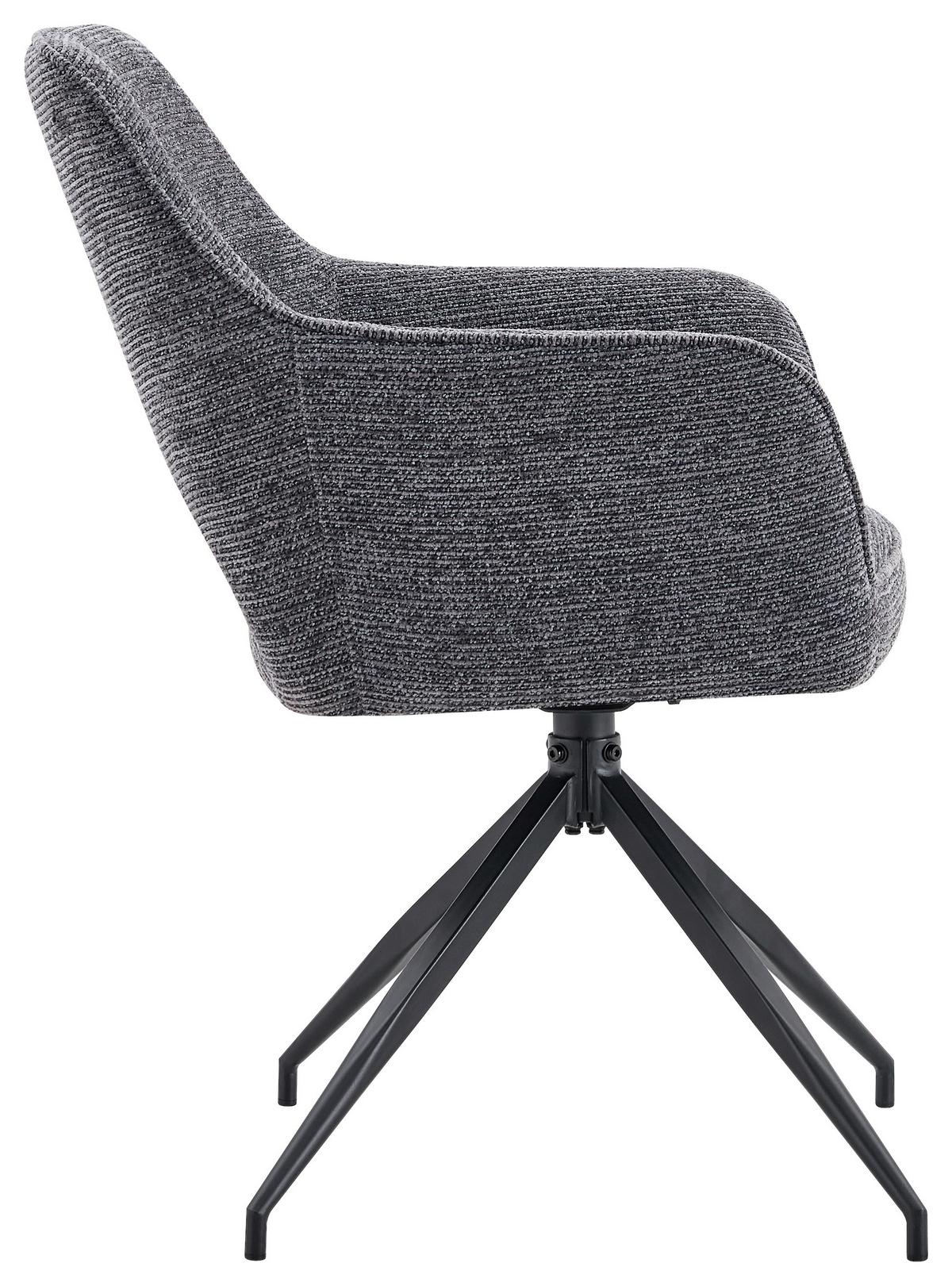 Armlehnstuhl Puro Schwarz/Dunkelgrau B: 60 cm - Dunkelgrau/Schwarz, MODERN, Textil/Metall (60/89/67cm) - Livetastic