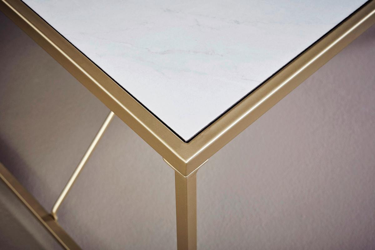 Konsolentisch Glam Console Goldfarben/Weiß B: 30 cm - Goldfarben/Weiß, KONVENTIONELL, Holzwerkstoff/Metall (111/30/76cm) - Livetastic
