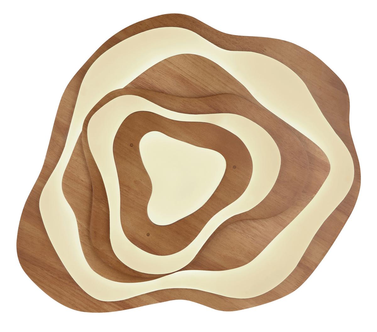 Led-deckenleuchte 41768-40 - Dunkelbraun/Opal, Natur, Holz/Kunststoff (58/50/10cm) - Globo