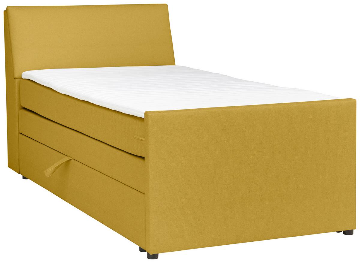 Boxspringbett Mit Bettkasten Nida 120x200 Cm Gelb - Gelb/Schwarz, MODERN, Holz/Textil (120/200cm) - MID.YOU