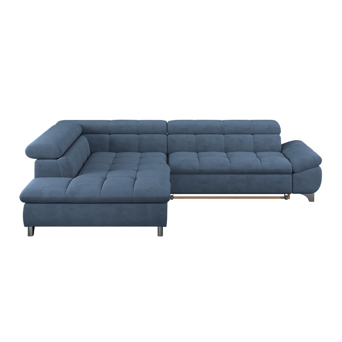 Ecksofa Gemini Dunkelblau, B: 234cm - Chromfarben/Dunkelblau, KONVENTIONELL, Textil (234/312cm)