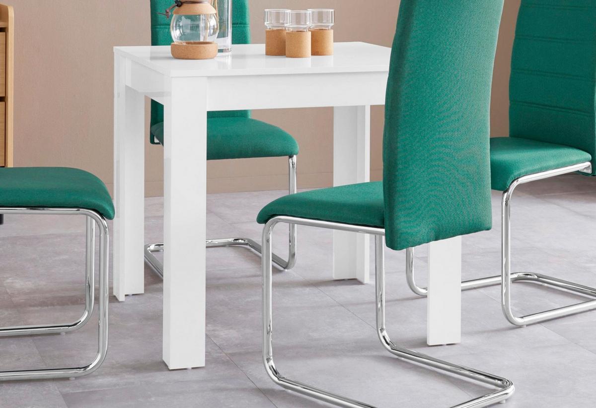 Esstisch Lynn Weiß Hg L: 80cm - Weiß Hochglanz, Design, Holzwerkstoff (80/75/80cm) - MID.YOU