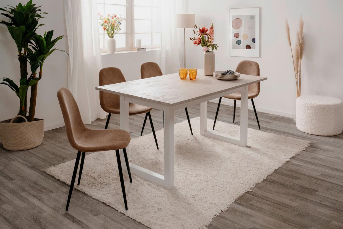 Esstisch Houston 80a - Sandfarben/Weiß, MODERN, Holzwerkstoff (160-200/90/75cm) - MID.YOU