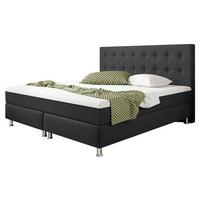 Boxspringbett mit Topper 180x200 Köln Plus - Anthrazit/Silberfarben, KONVENTIONELL, Textil (180/115/210cm) - MID.YOU