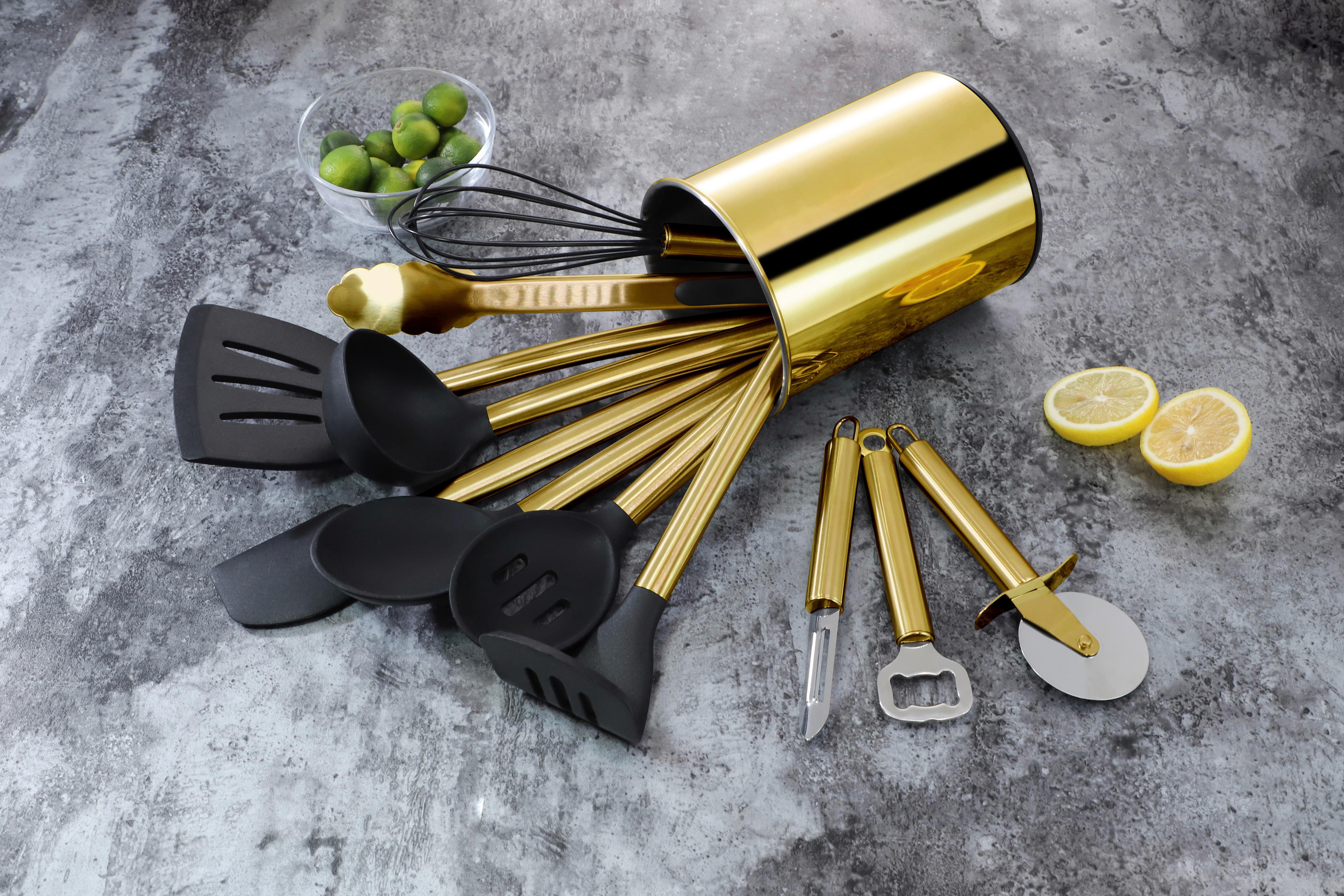 SADA KUCHYNSKÉHO NÁRADIA EW-KS-1202G - čierna/zlatá, Basics, plast (13cm) - Echtwerk